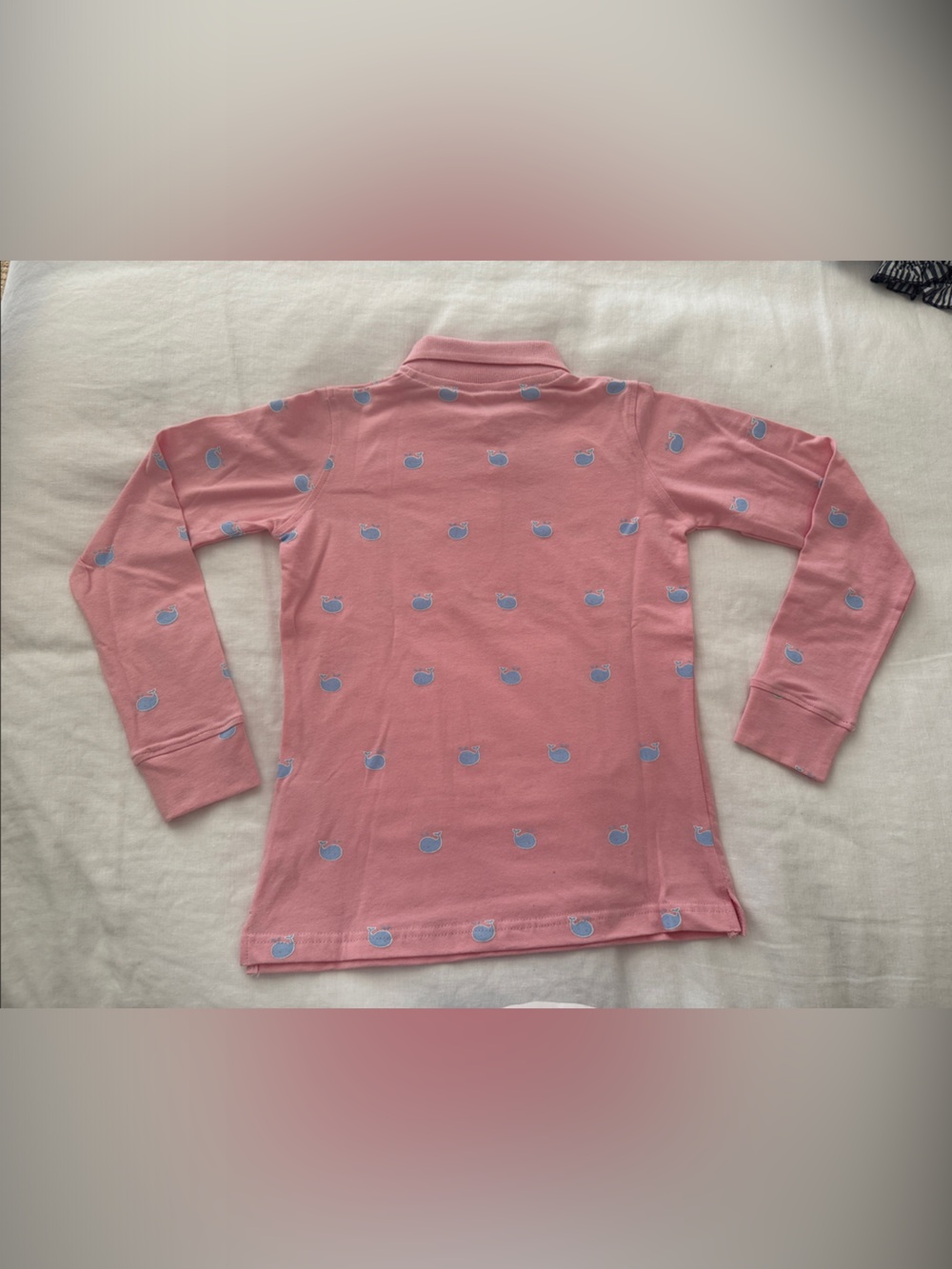 Equine Couture Girls' Pink Long-Sleeve Polo with Blue Whales. Sz S NWT - Picture 4 of 12